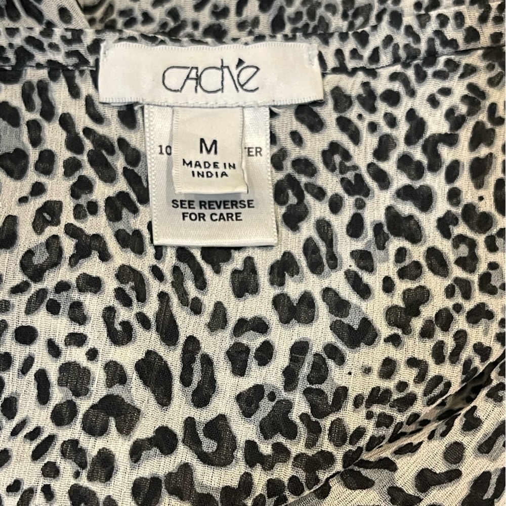 Cache Black/White/Gray Leopard Print Top Size M W… - image 3